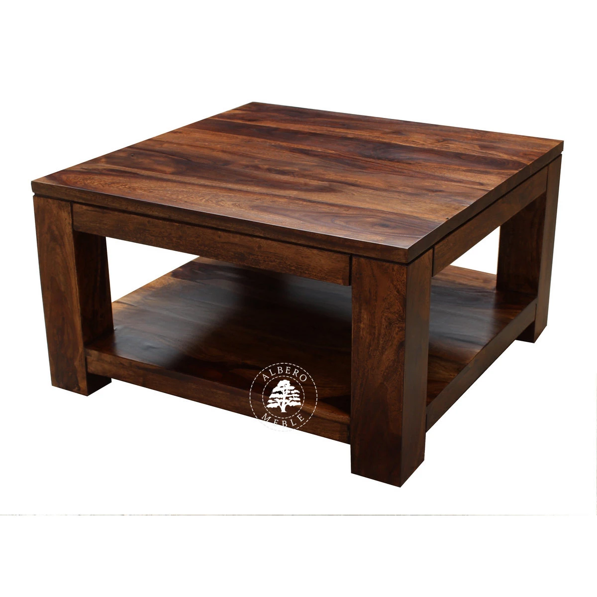 Kwadratowy stolik kawowy Goa z drewna do salonu