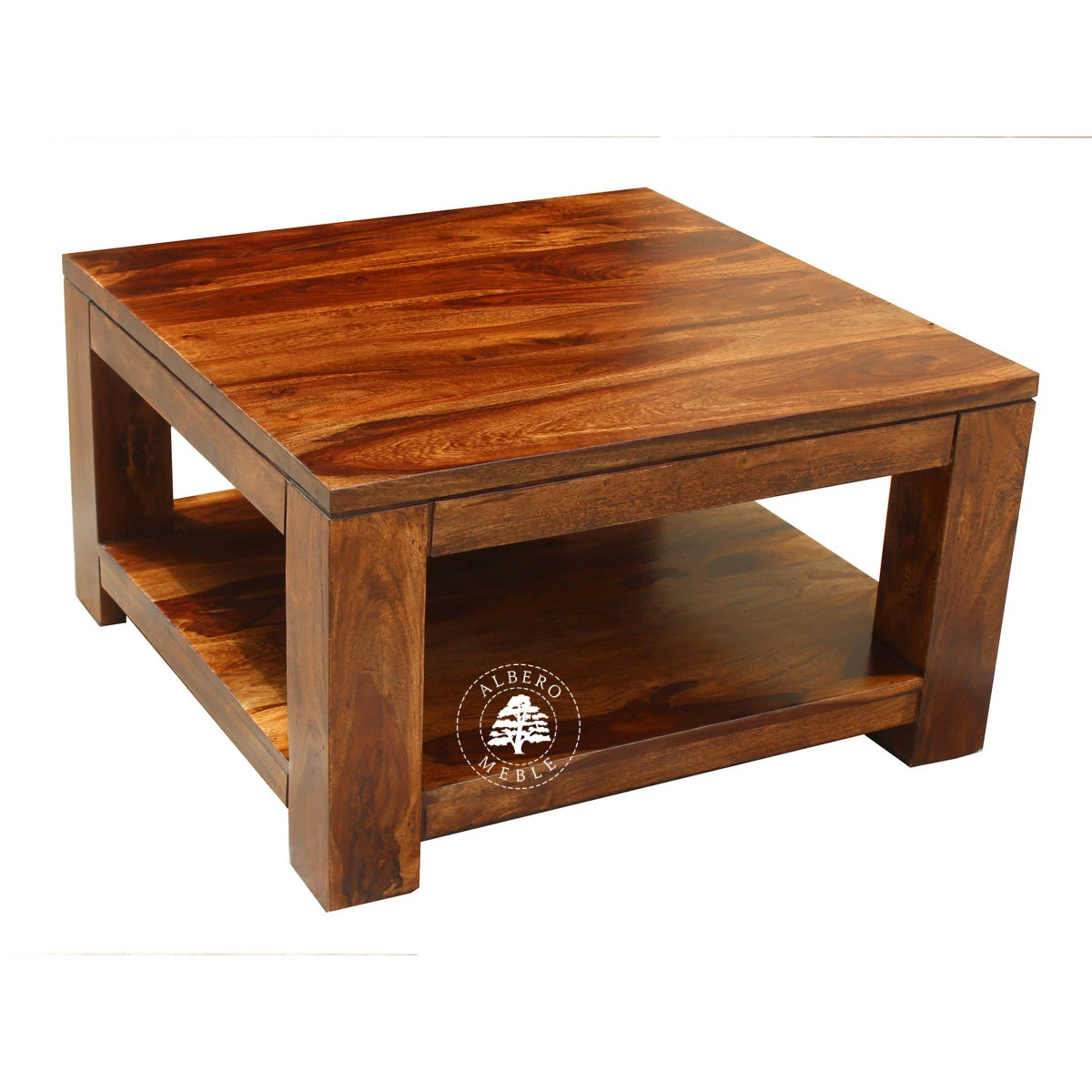 Kwadratowy stolik kawowy Goa z drewna do salonu