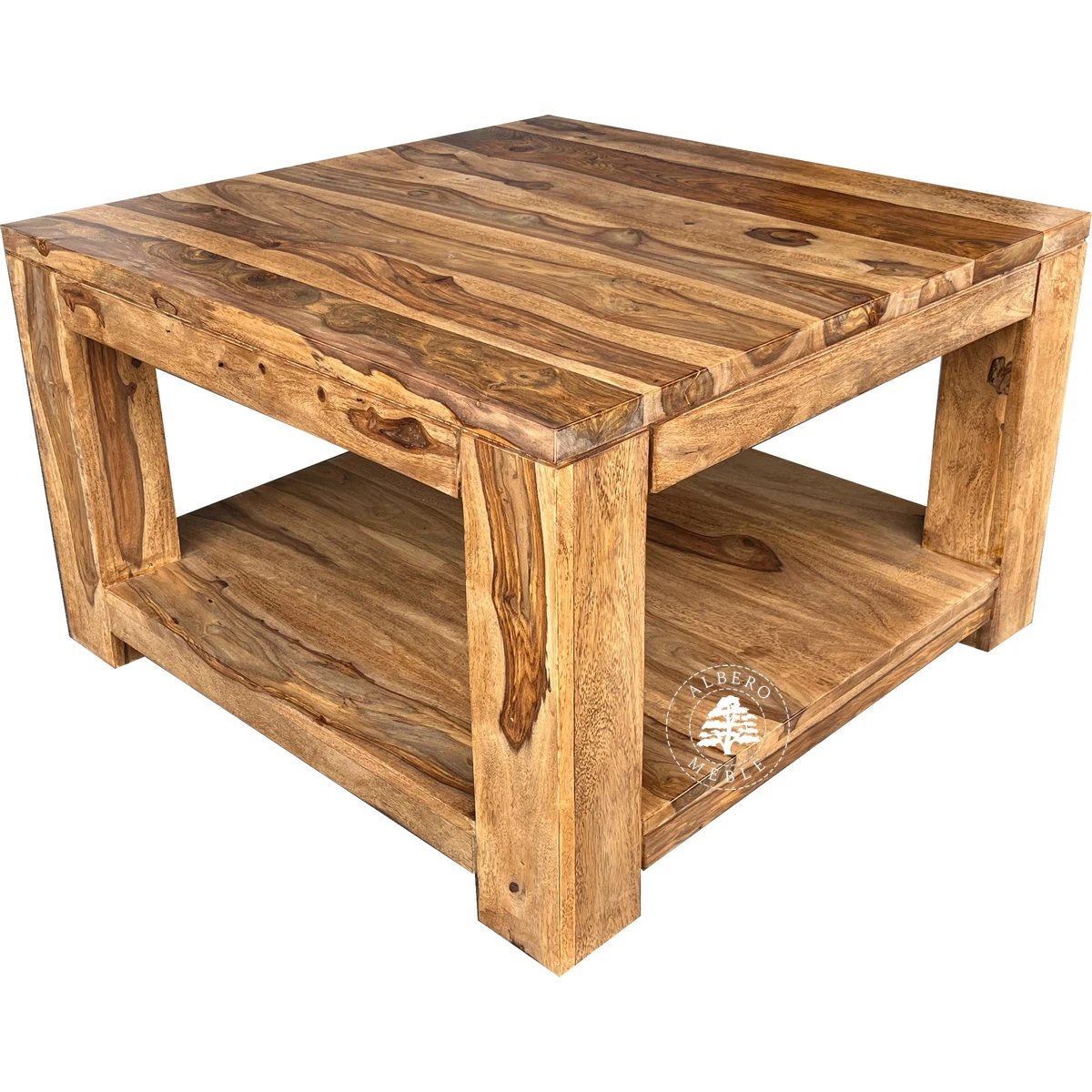 Kwadratowy stolik kawowy Goa z drewna do salonu