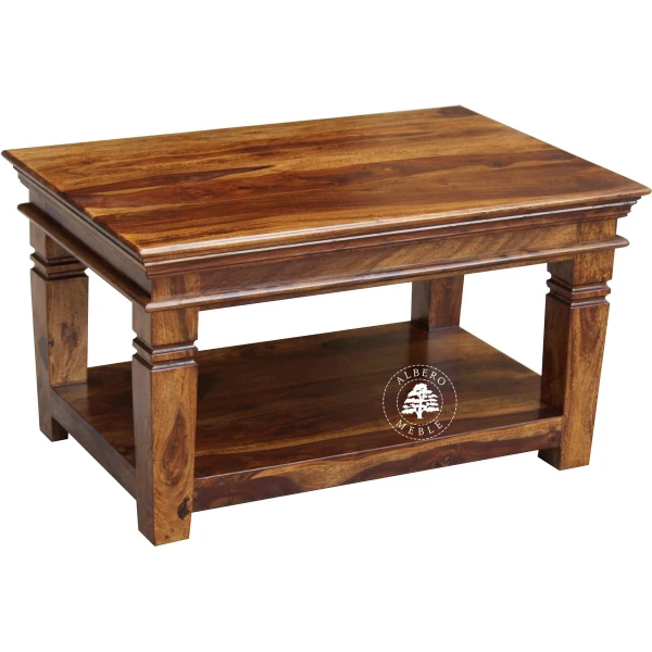 Drewniana ława kawowa na stylowych nogach