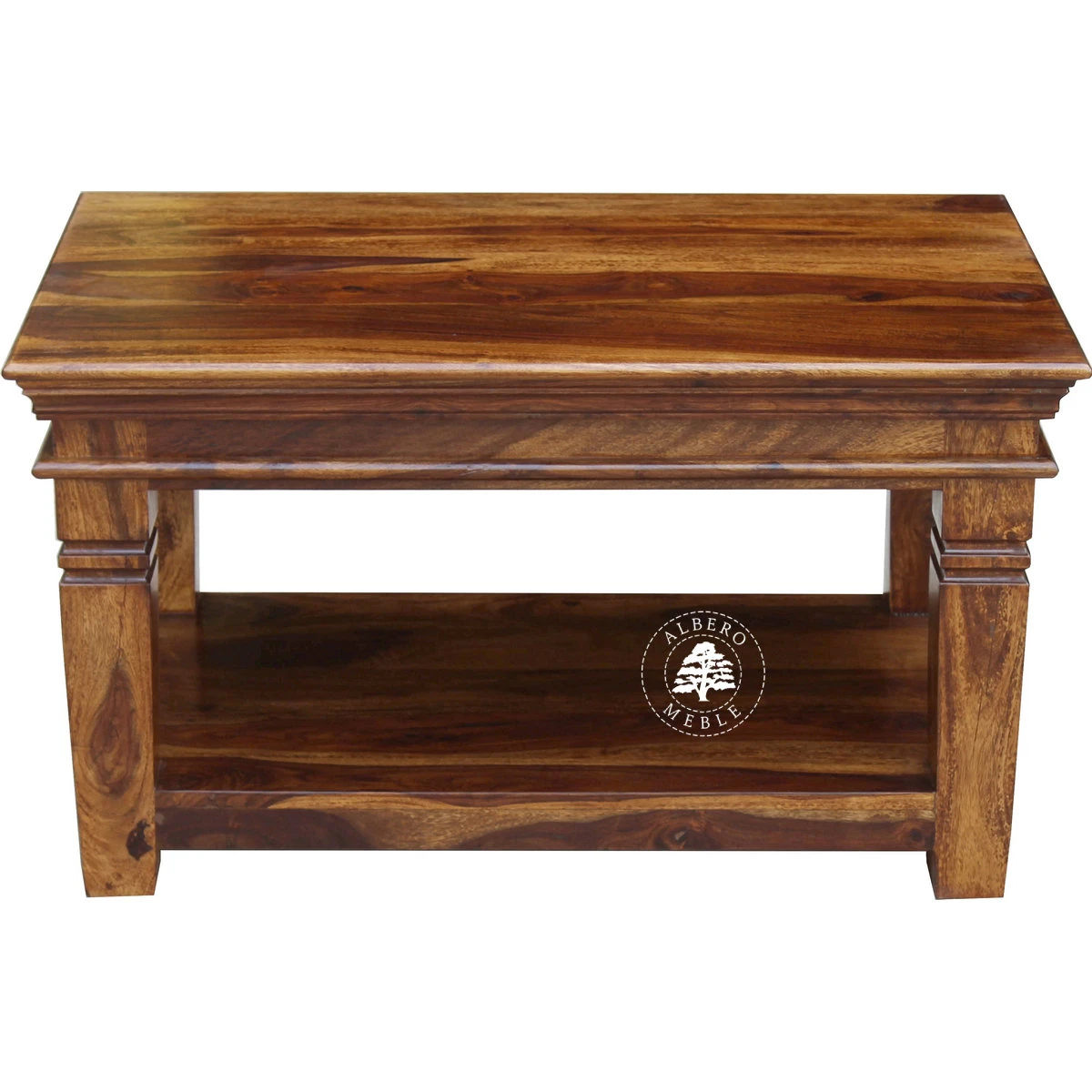 Drewniana ława kawowa na stylowych nogach