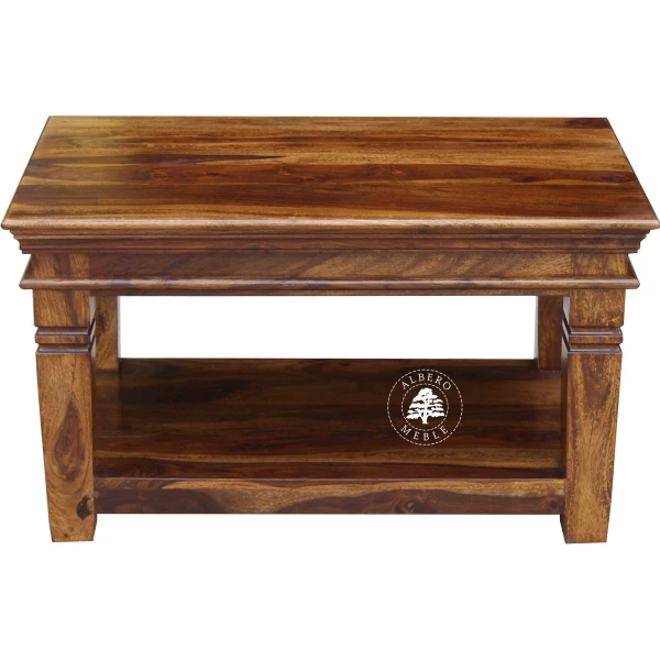 Drewniana ława kawowa na stylowych nogach