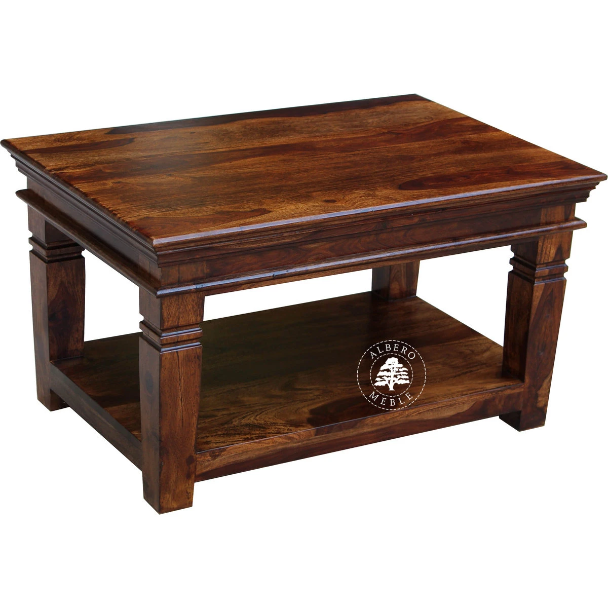 Drewniana ława kawowa na stylowych nogach