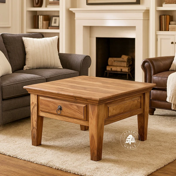 Kolonialna ława kawowa z szufladką z drzewa różanego pal