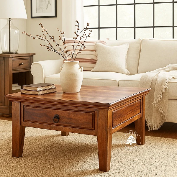 Kolonialna ława kawowa z szufladką z drzewa różanego pal