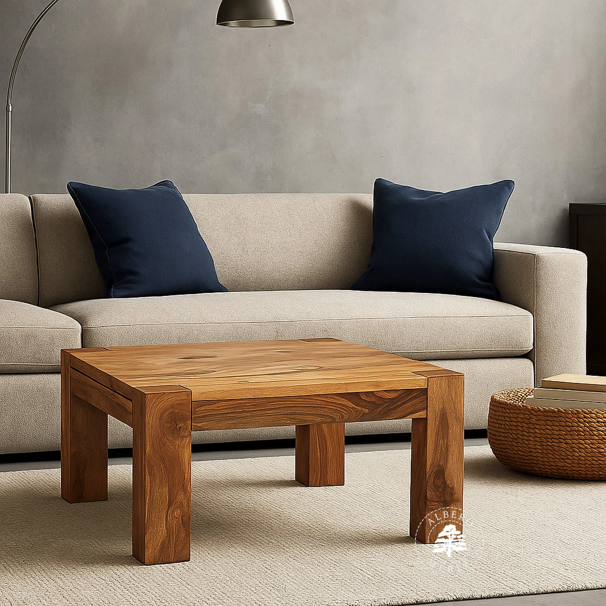 Kwadratowy nowoczesny stolik z drewna palisandru