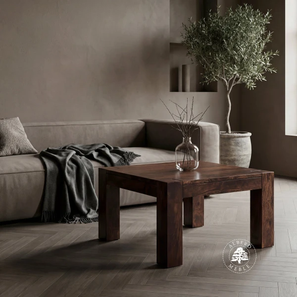 Kwadratowy nowoczesny stolik z drewna palisandru