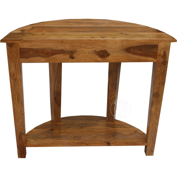 Stylowa półokrągła konsola wykonana z drewna litego pali