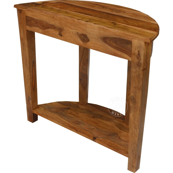 Stylowa półokrągła konsola wykonana z drewna litego pali