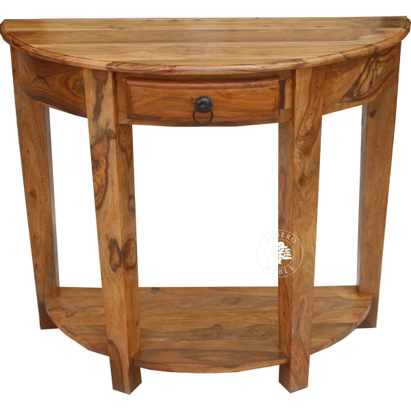 Stylowa półokrągła konsola wykonana z drewna litego pali