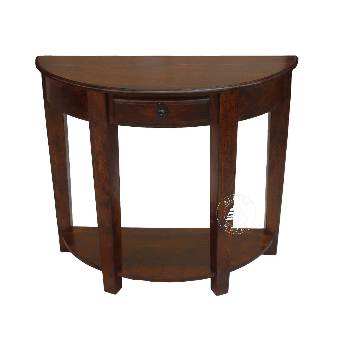 Stylowa półokrągła konsola wykonana z drewna litego pali