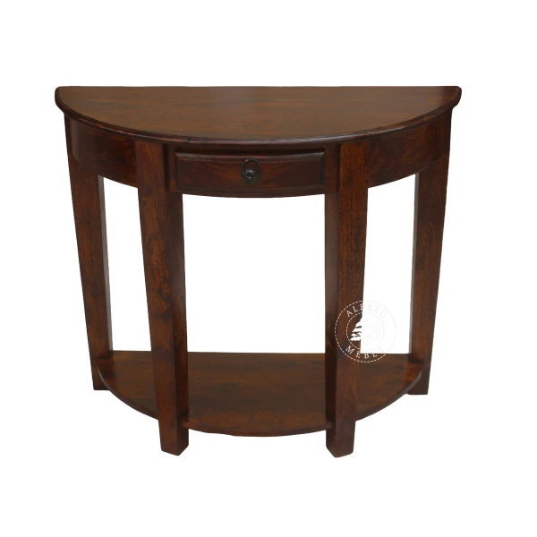 Stylowa półokrągła konsola wykonana z drewna litego pali