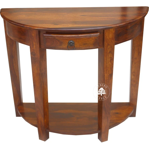 Stylowa półokrągła konsola wykonana z drewna litego pali