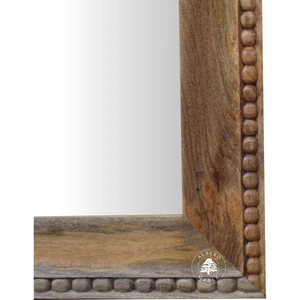 Lustro z jasnego drewna mango w rzeźbionej ramie