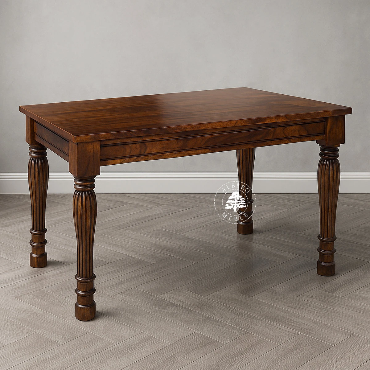 Kolonialny stół rozkładany z litego drewna