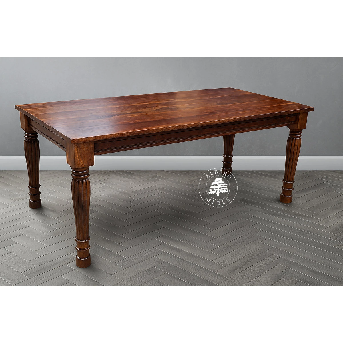 Kolonialny stół rozkładany z litego drewna