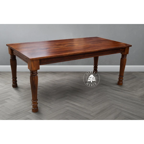 Kolonialny stół rozkładany z litego drewna