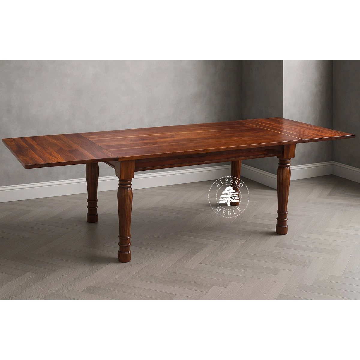 Kolonialny stół rozkładany z litego drewna