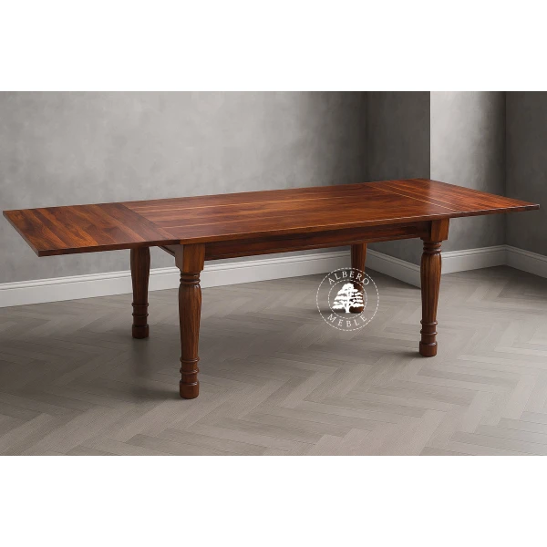 Kolonialny stół rozkładany z litego drewna