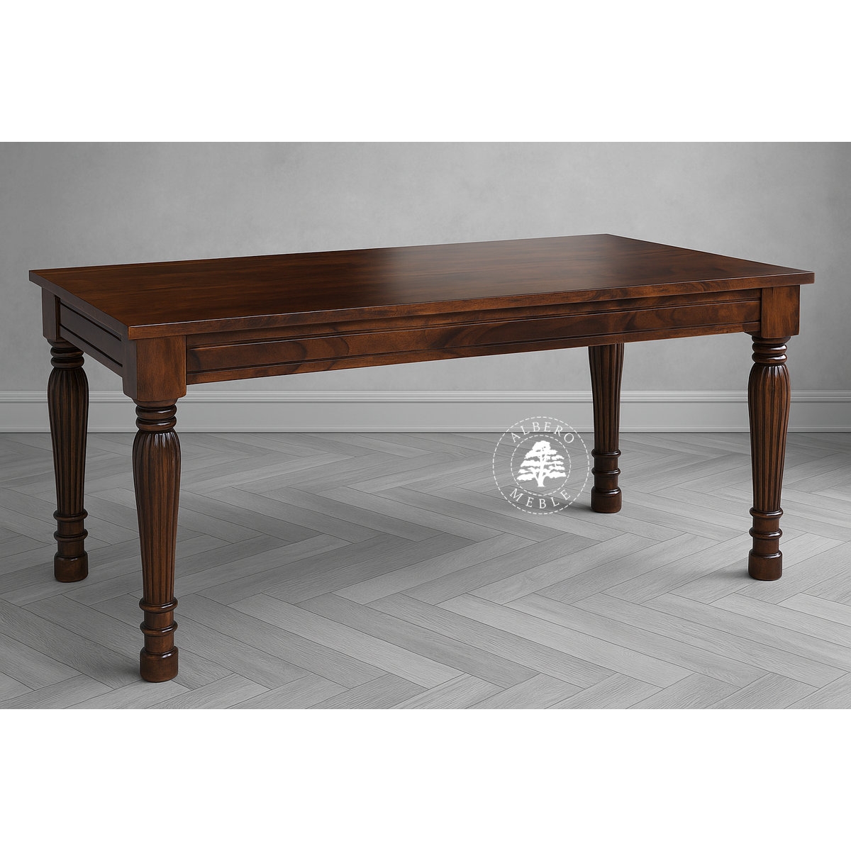 Kolonialny stół rozkładany z litego drewna