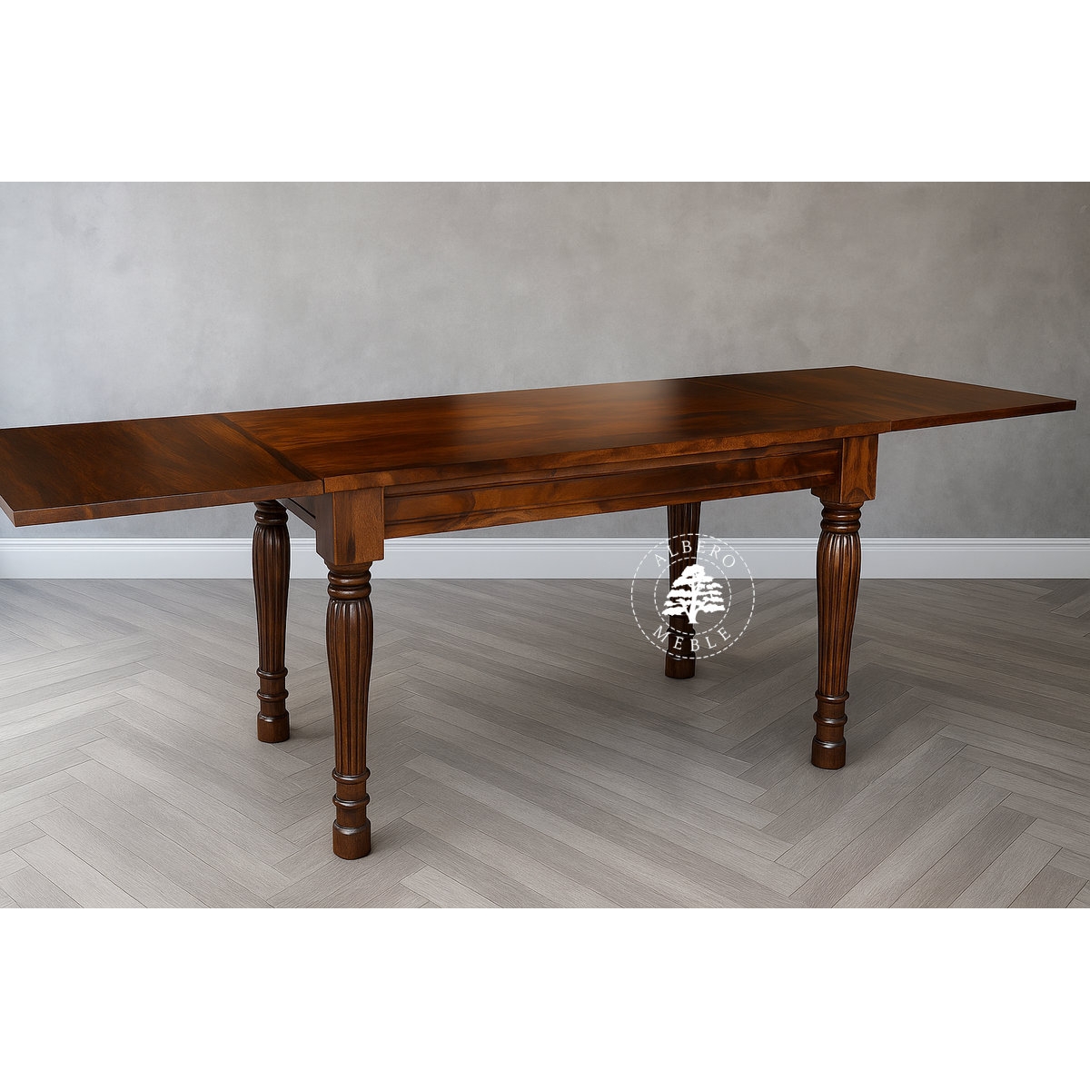 Kolonialny stół rozkładany z litego drewna