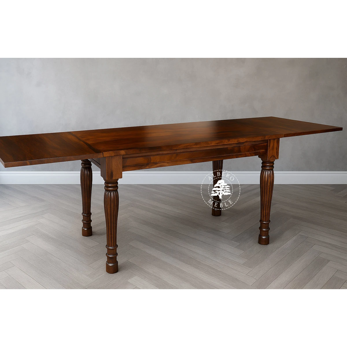 Kolonialny stół rozkładany z litego drewna