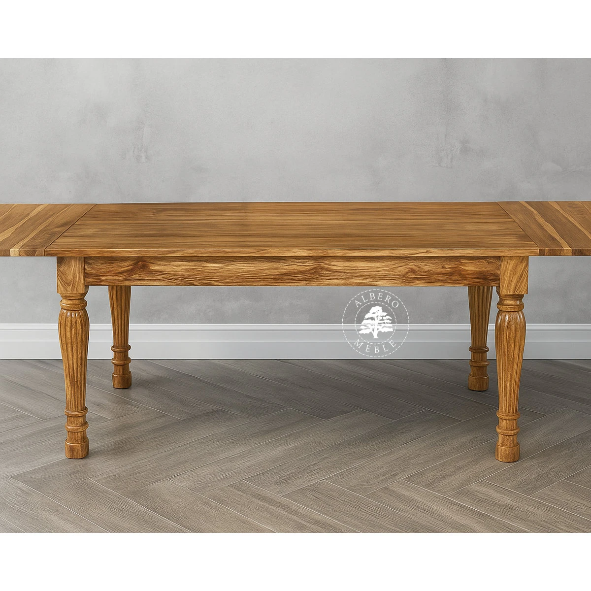 Kolonialny stół rozkładany z litego drewna