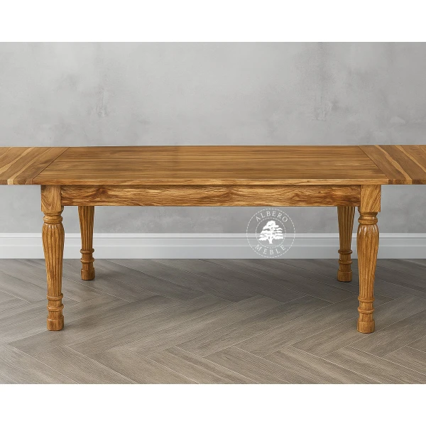 Kolonialny stół rozkładany z litego drewna