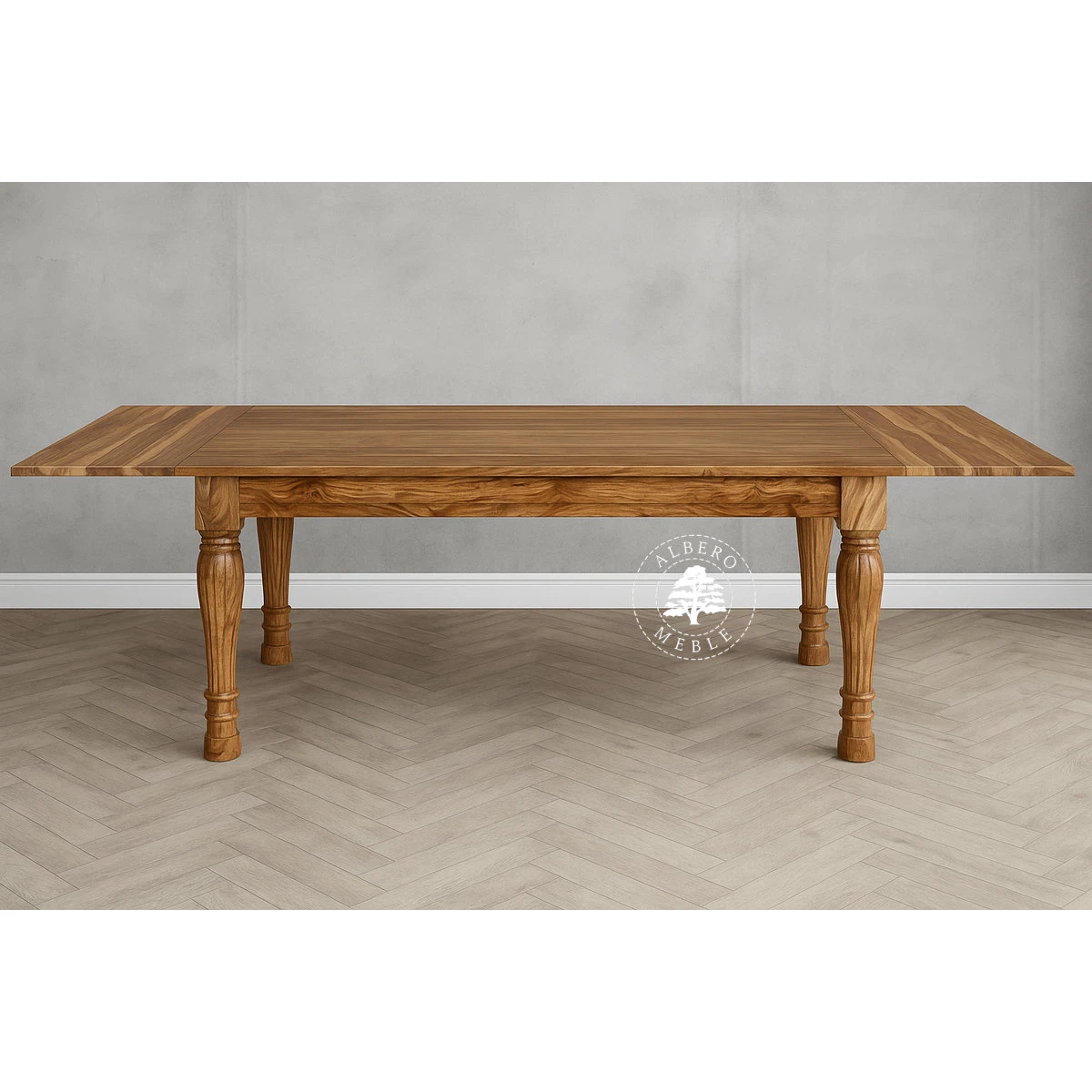 Kolonialny stół rozkładany z litego drewna