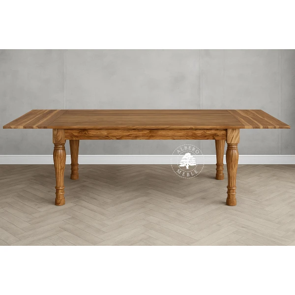 Kolonialny stół rozkładany z litego drewna