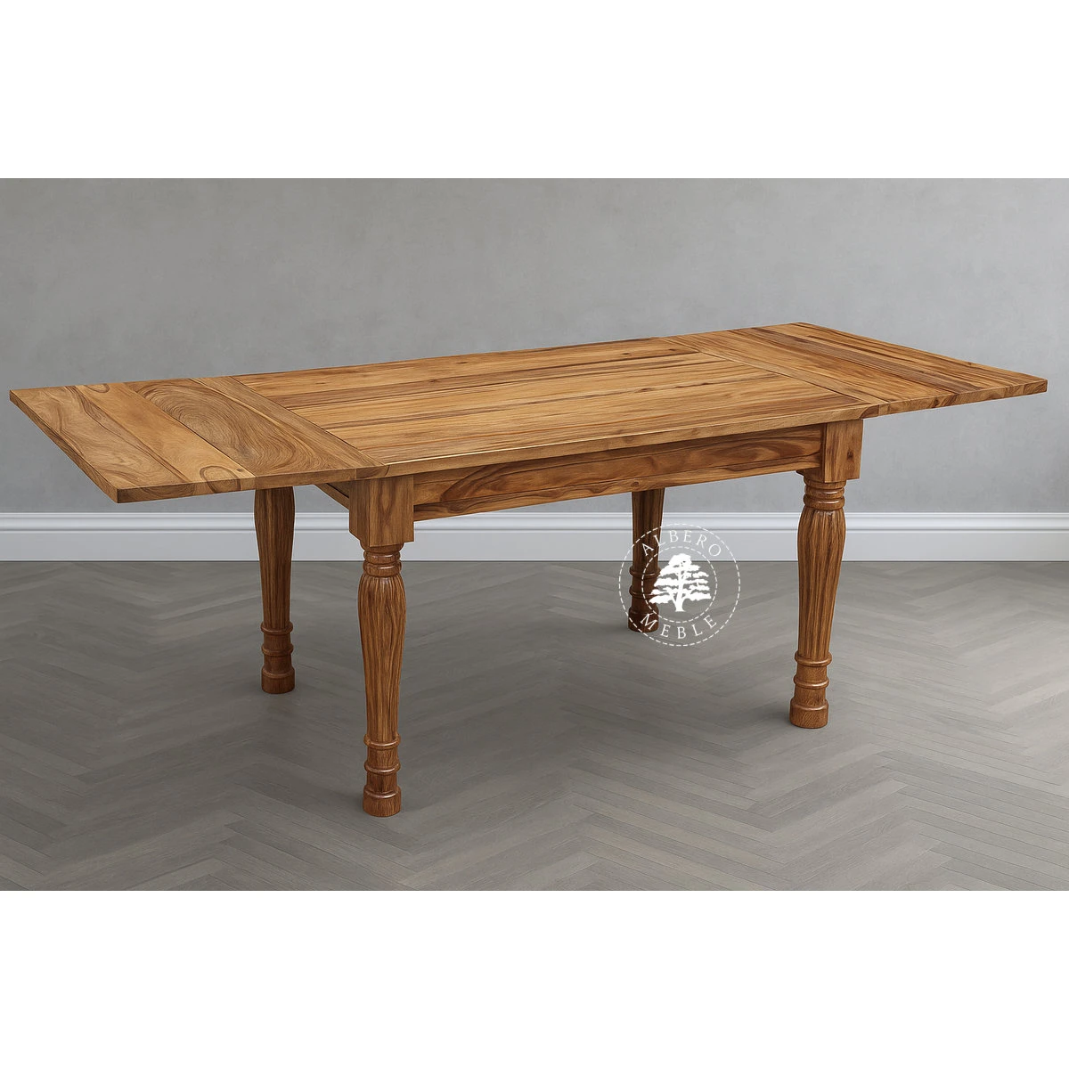 Kolonialny stół rozkładany z litego drewna