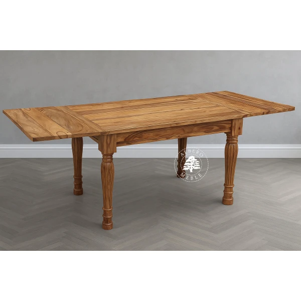 Kolonialny stół rozkładany z litego drewna