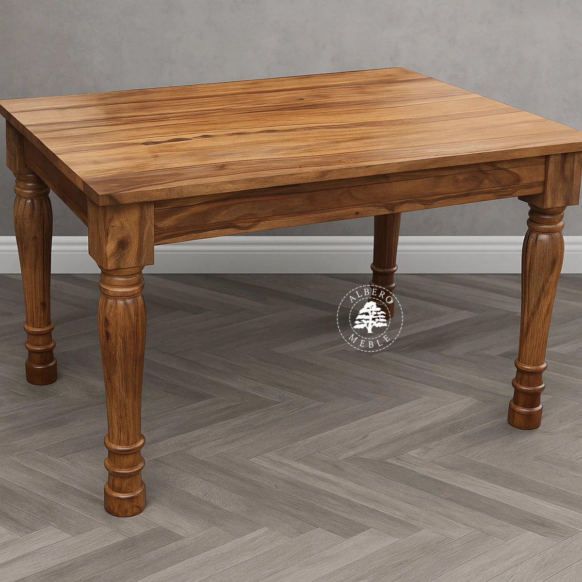 Kolonialny stół rozkładany z litego drewna