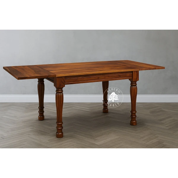 Kolonialny stół rozkładany z litego drewna