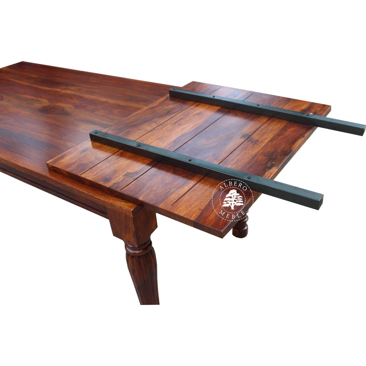 Kolonialny stół rozkładany z litego drewna