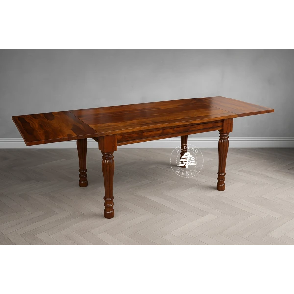 Kolonialny stół rozkładany z litego drewna