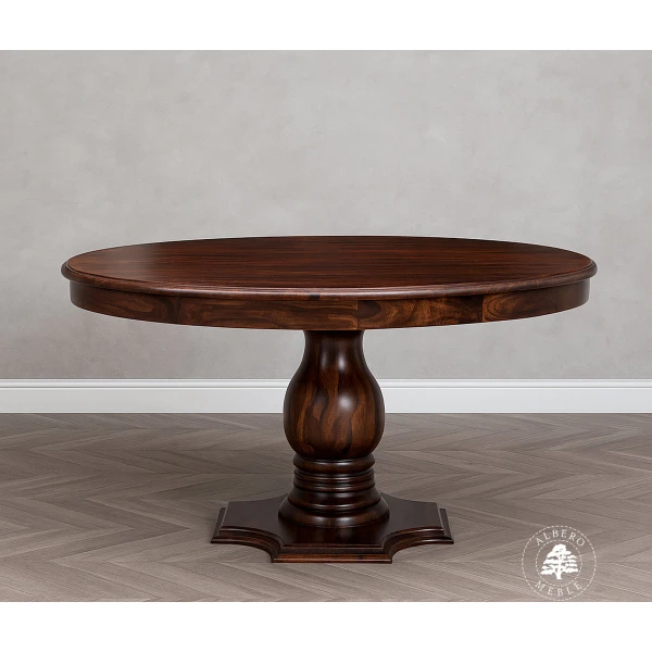 Tradycyjny stół okrągły z drewna naturalnego