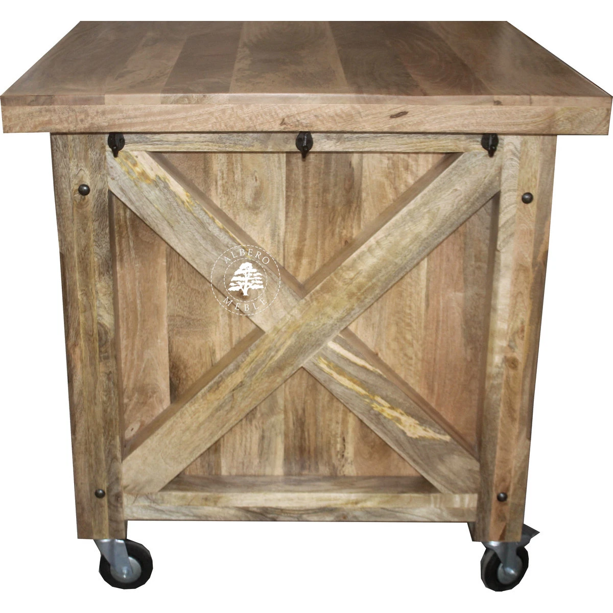 Drewniana wyspa kuchenna wolnostojąca