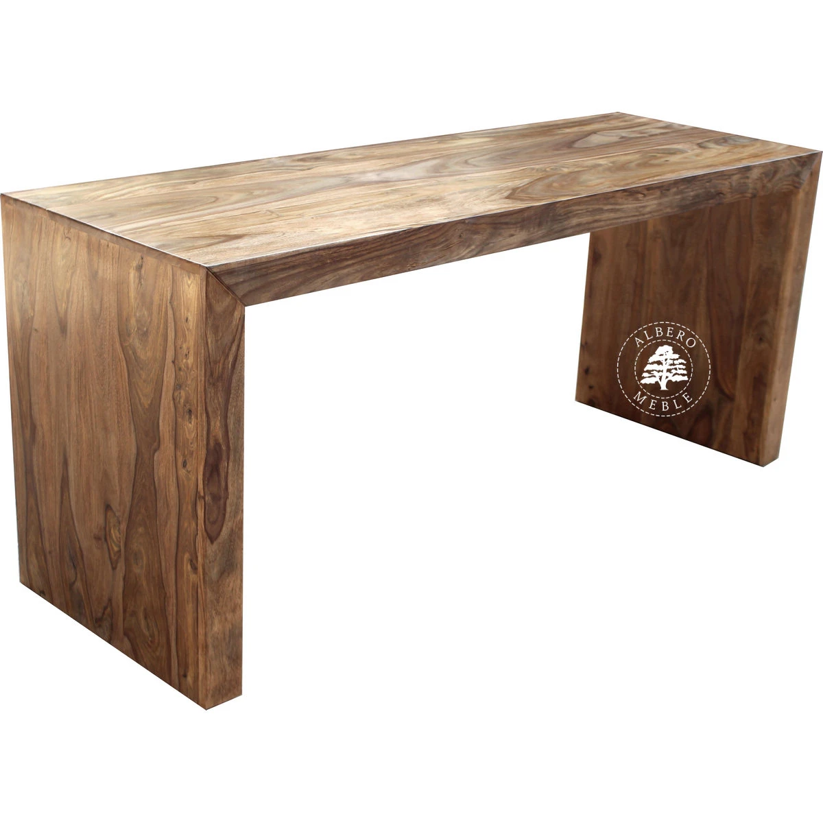 Proste nowoczesne biurko z litego drewna na laptopa