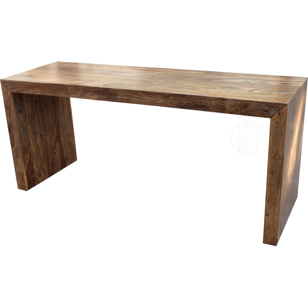 Proste nowoczesne biurko z litego drewna na laptopa