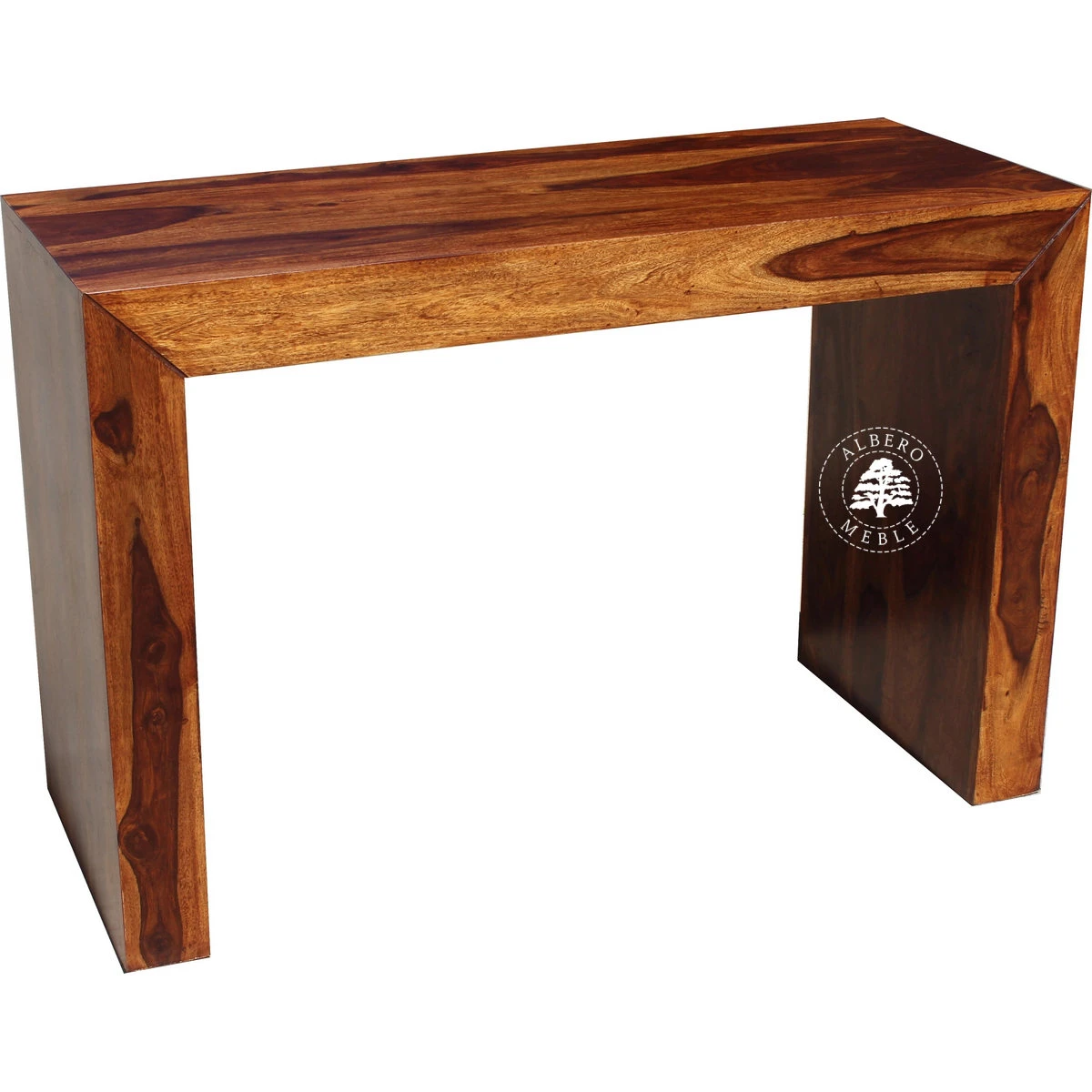 Proste nowoczesne biurko z litego drewna na laptopa