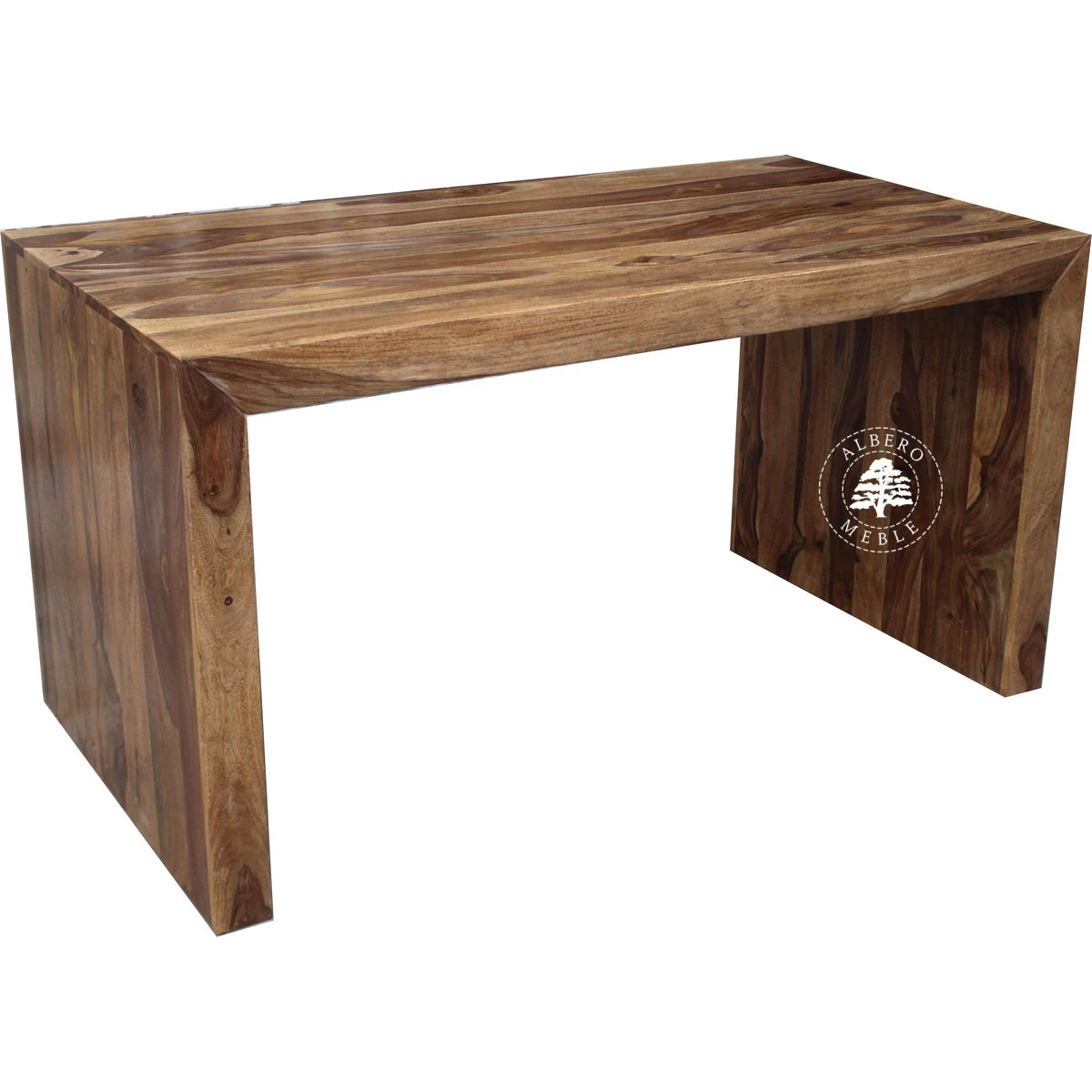 Proste nowoczesne biurko z litego drewna na laptopa