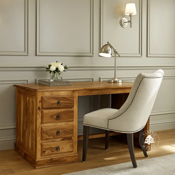 Tradycyjne biurko z drewna litego z szufladami