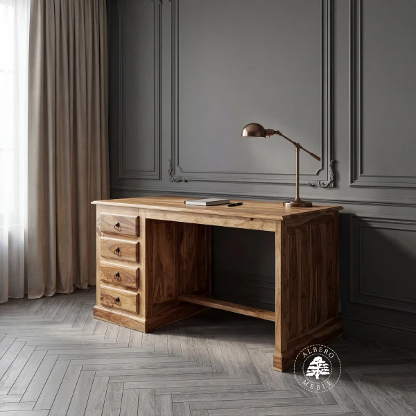 Tradycyjne biurko z drewna litego z szufladami