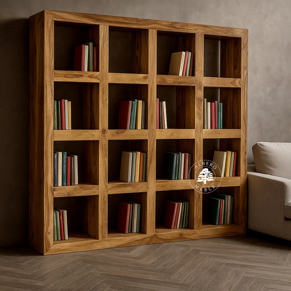 Szeroki regał otwarty wolnostojący z drewna na wymiar