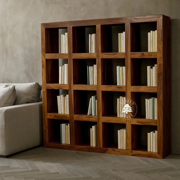 Szeroki regał otwarty wolnostojący z drewna na wymiar