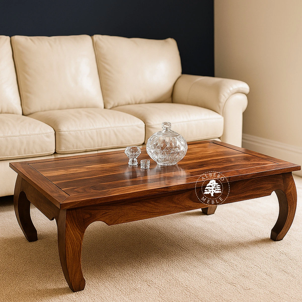 Klasyczna ława drewniana do salonu na wymiar