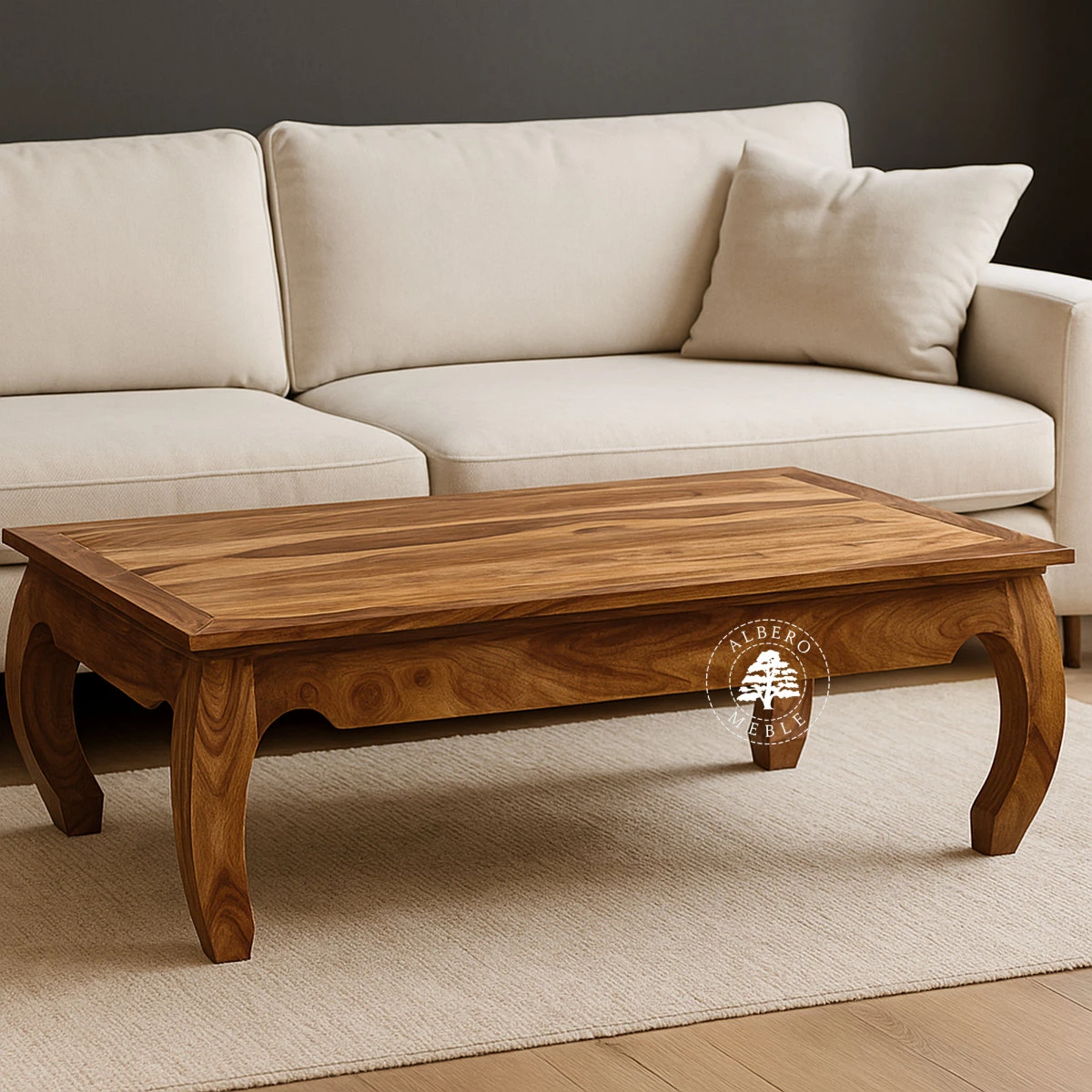 Klasyczna ława drewniana do salonu na wymiar