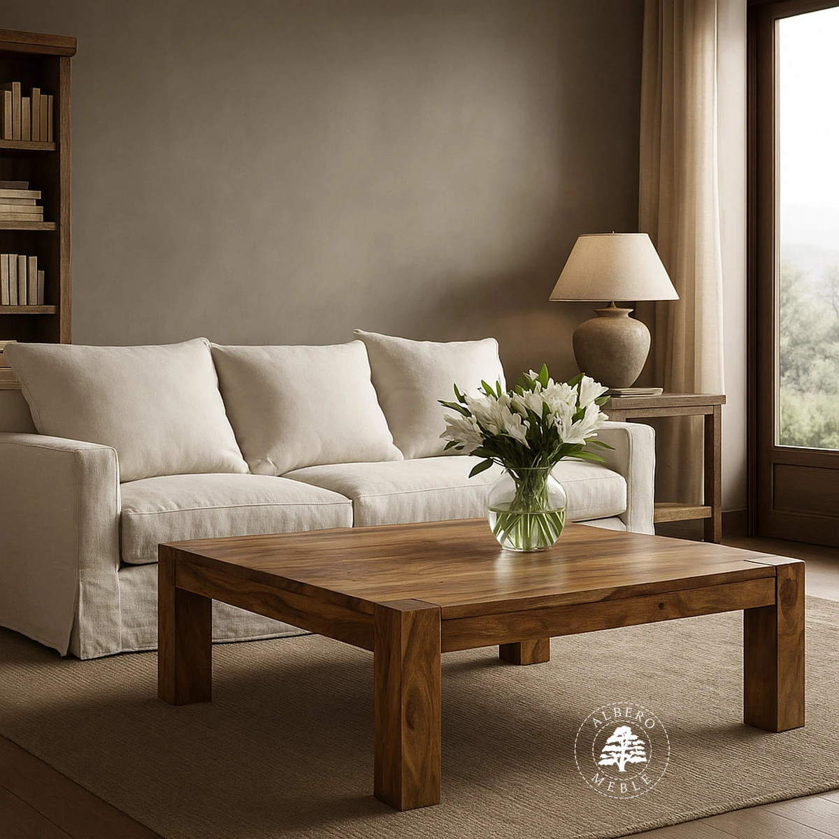 Duża ława kawowa drewniana na wymiar do salonu