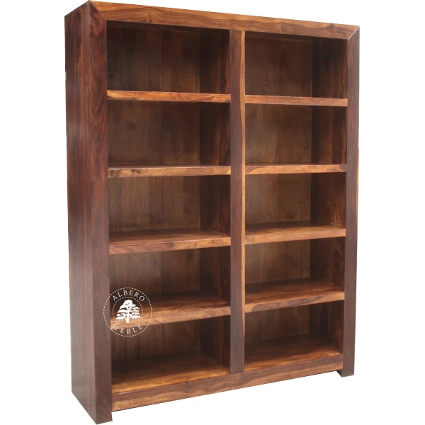 Drewniany Regał Nowoczesny z Praktycznymi, Dzielonymi Pół